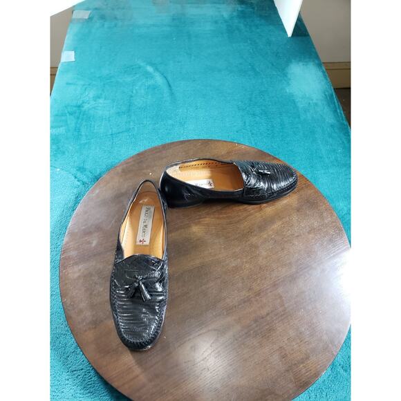 Paolo De Marco Loafers Sz 9 Mens Black Slip On Leather Genuine Lizard Spain main image 12